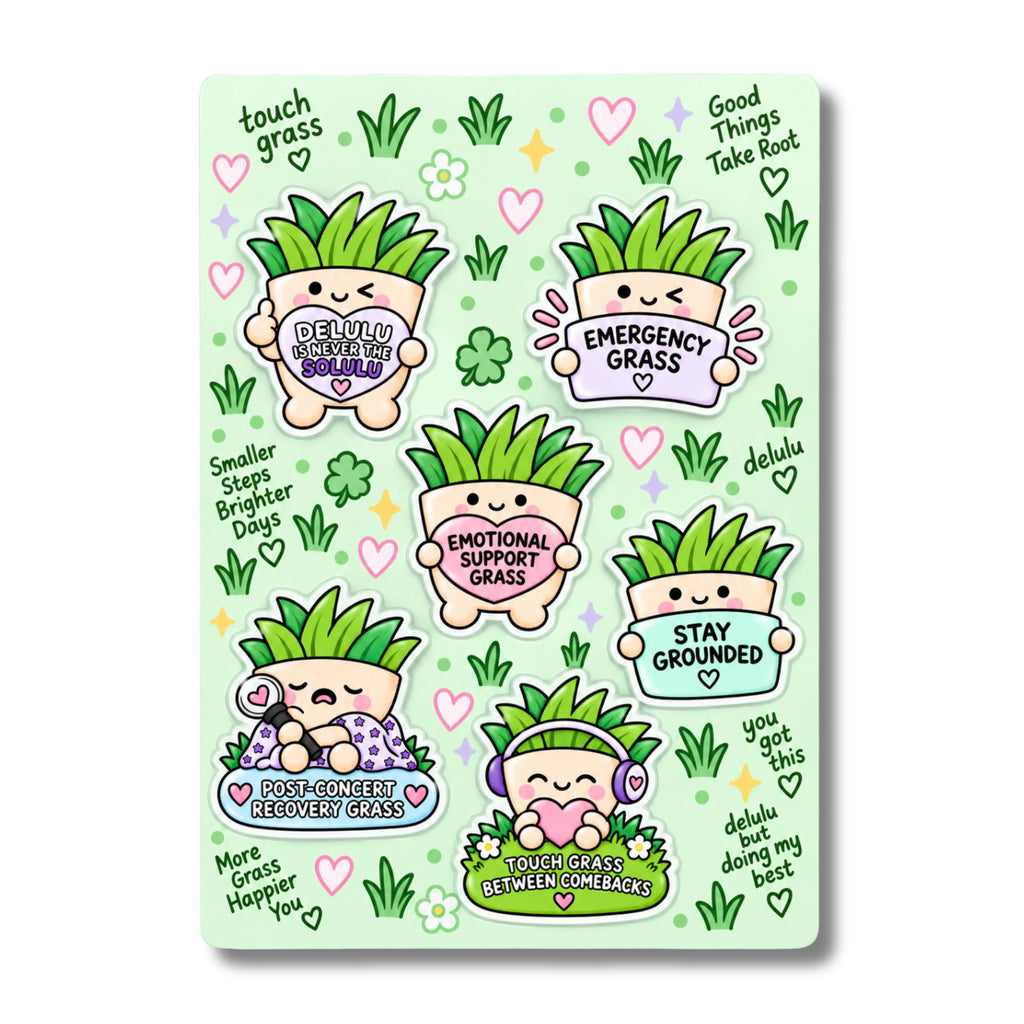 Touch Grass K-Pop Sticker Sheet