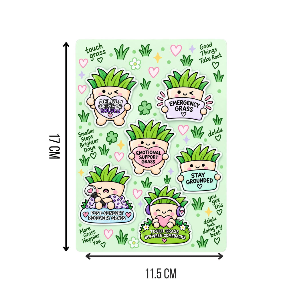 Touch Grass K-Pop Sticker Sheet